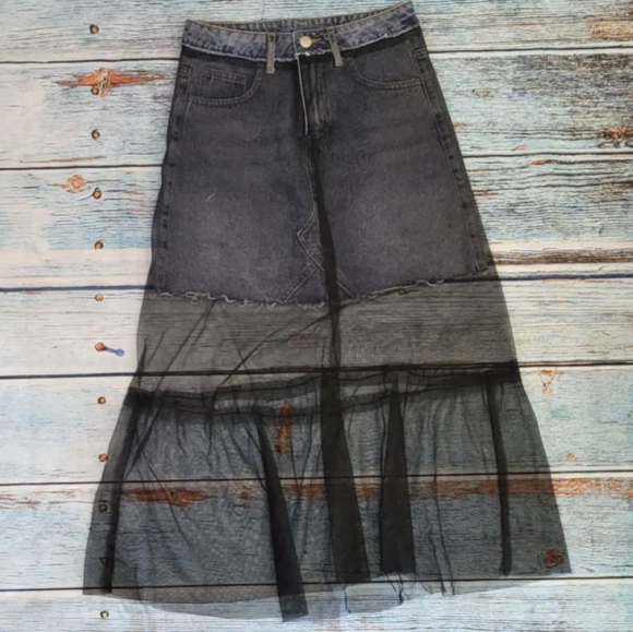 Sheer Paneled Maxi Skirts